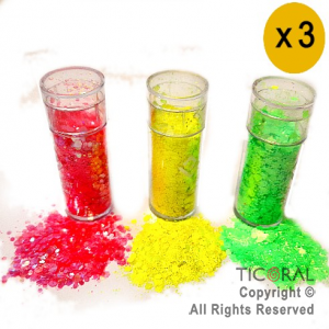 GLITTER EN ESCAMAS COLORES FLUO PLENO 1023-01 X 15 GR x 3